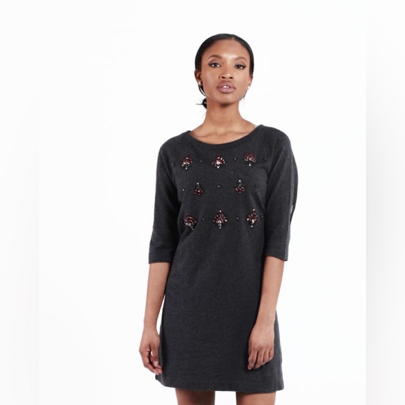 Loft Jeweled Cotton Shift Dress - Picture 1 of 6